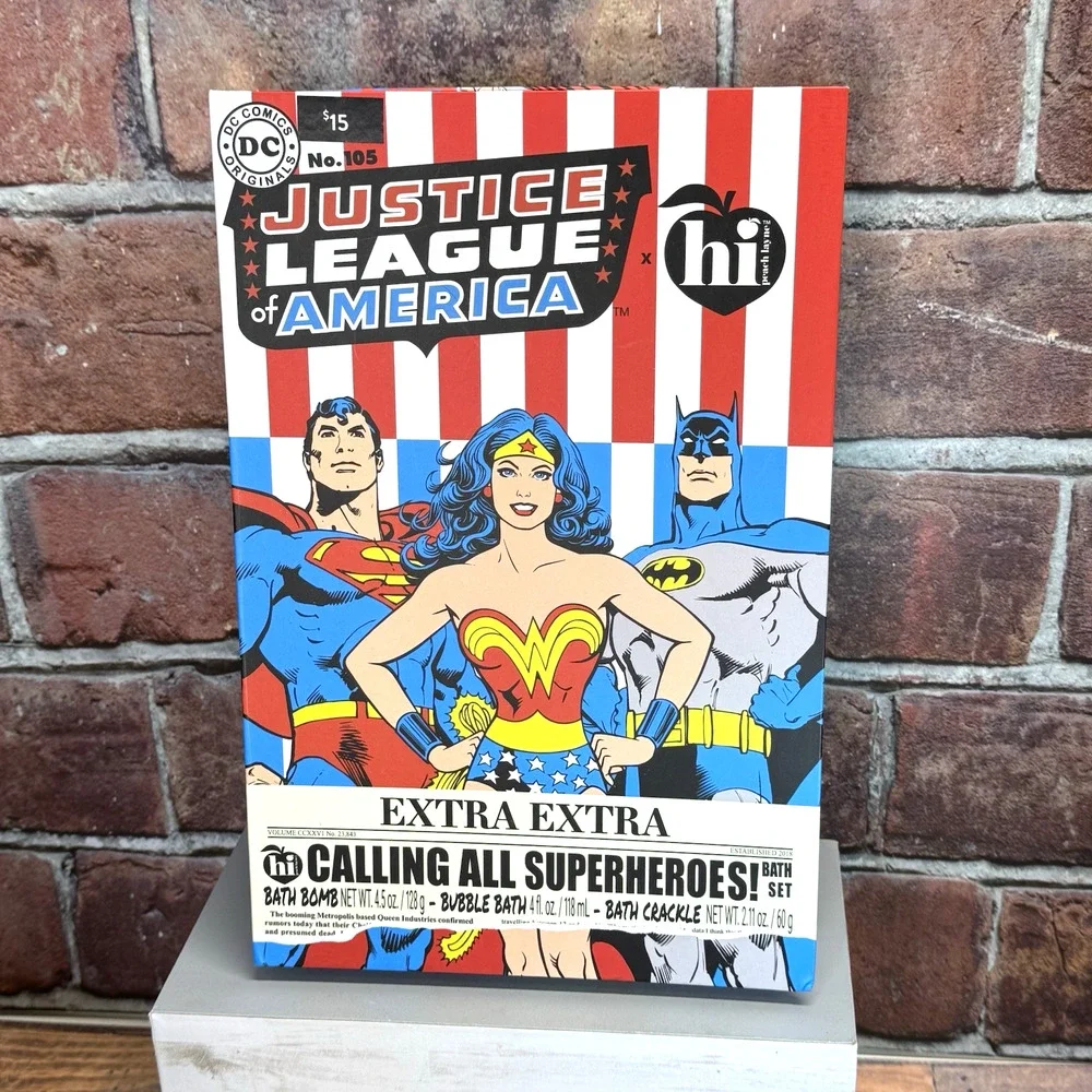 Justice League x Hi Peach Layne Bath Set- Bath Bomb Bath Crackle Bubble Bath New